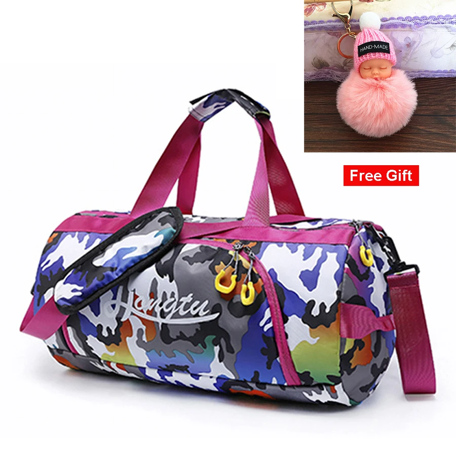 

Multicolour Duffel Bag Gym Female Camo Fitness Sport Bags With Wet Shoes Compartment Women Girls Pink Gym Waterproof Handbag