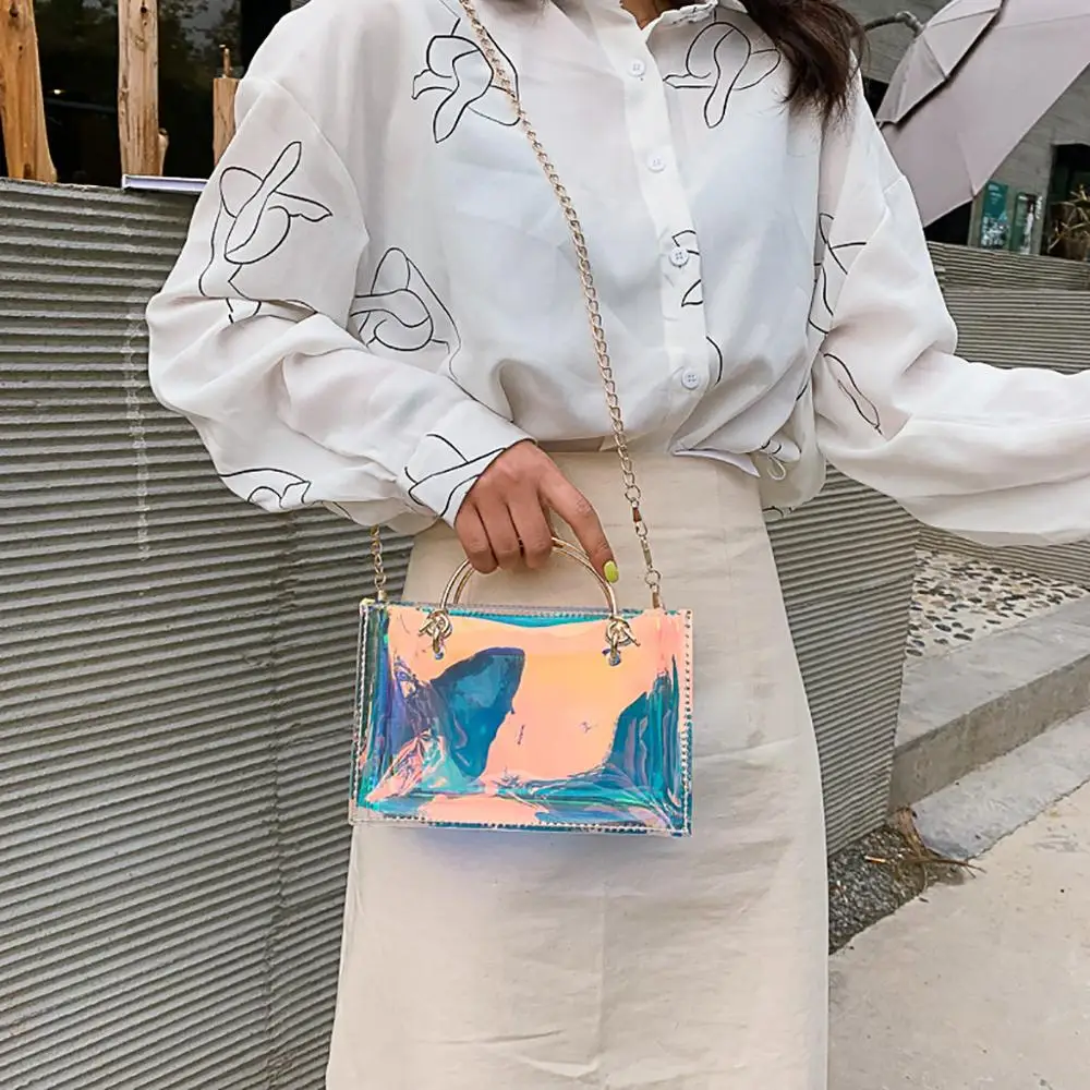 

Bags for women 2019 Women's Fashion Transparent Shoulder Bag Jelly Messenger Bag Solid Color Handbag women bag over shoulder