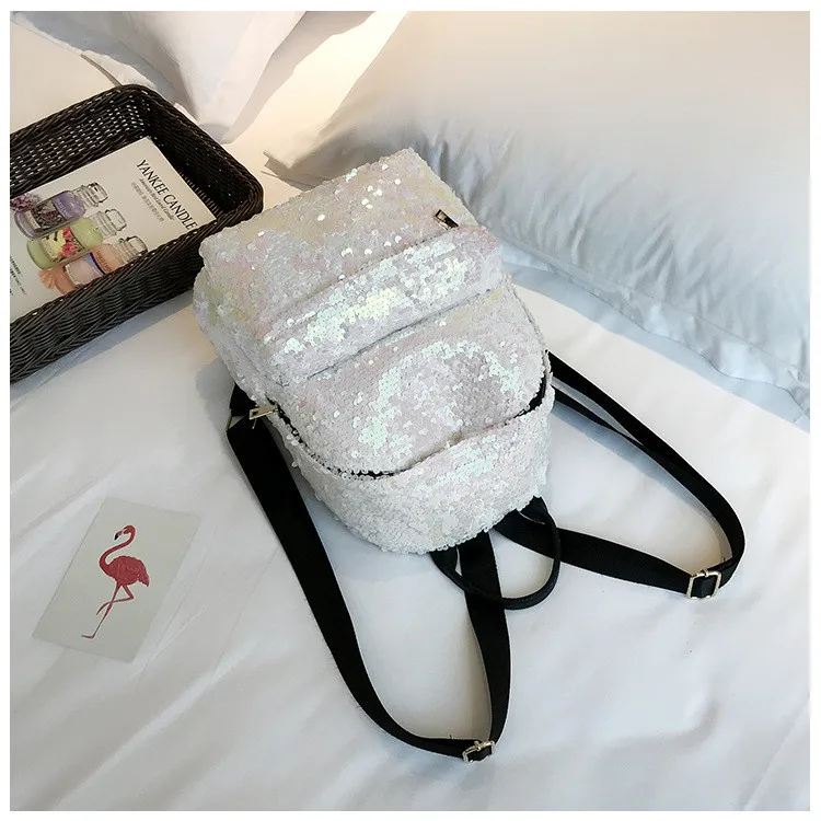 MJ Sequin Backpack Women Fashion Sequined PU Leather Backpack Travel Bag Female Shining Daypack for Teenage Girls (10)