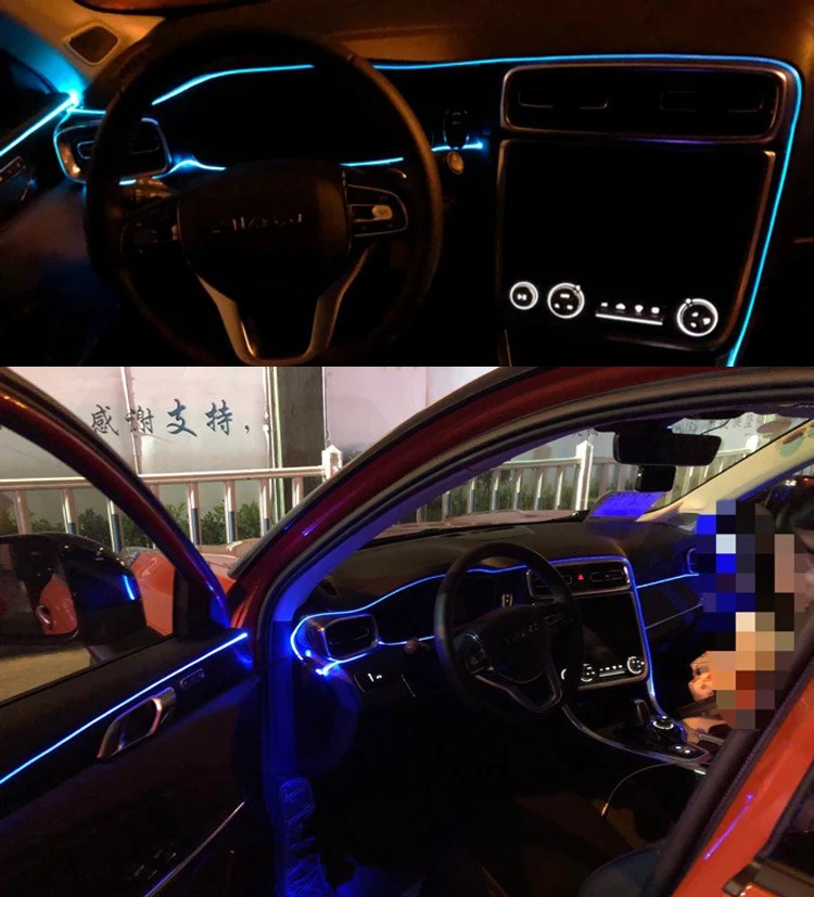 6m Voice Sound Active RGB LED Car Interior Light Multicolor EL Neon Strip Light remote control Atmosphere Light 12V kit