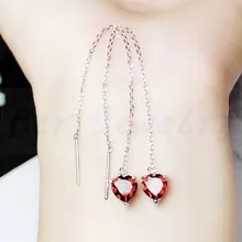 Гранатовые серьги натуральной Гранат 925 серебро сердце любовь стиль 0.8ct* 2 шт. драгоценных камней# BL18101112