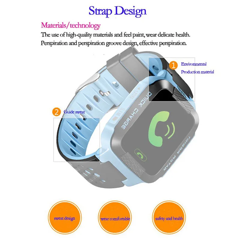 Children Smart Watch GPS Tracker GSM Smartphone Baby Anti-lost Bluetooth 2G SIM Card Wearable GPS Bracelets for Kids Great Gift