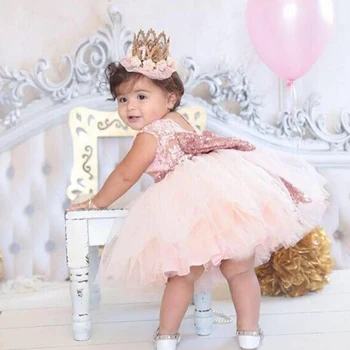 

Newborn Baby Dress for Bridesmaid Birthday Party Toddler Tulle Sequin Costume Kids Baby Dresses Infant Girls Pageant Gowns