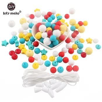 

Let's Make Baby Teether 100pc Mix Rodent Silicone Beads Mini Stars BPA Free Silicone Teether DIY Baby Necklace Teething Toys
