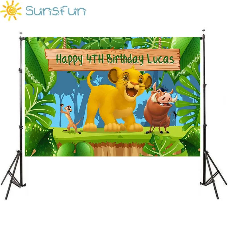 Sunsfun лес мультфильм лев Король фотографии фон для фотостудии мальчиков день рождения фоны индивидуальные 7x5ft HC19