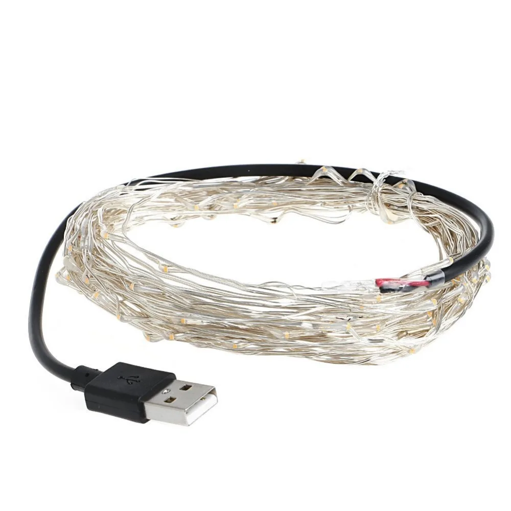 Светодиодный ночник 5 В USB м 10 серебристая проволока праздничная уличная гирлянда
