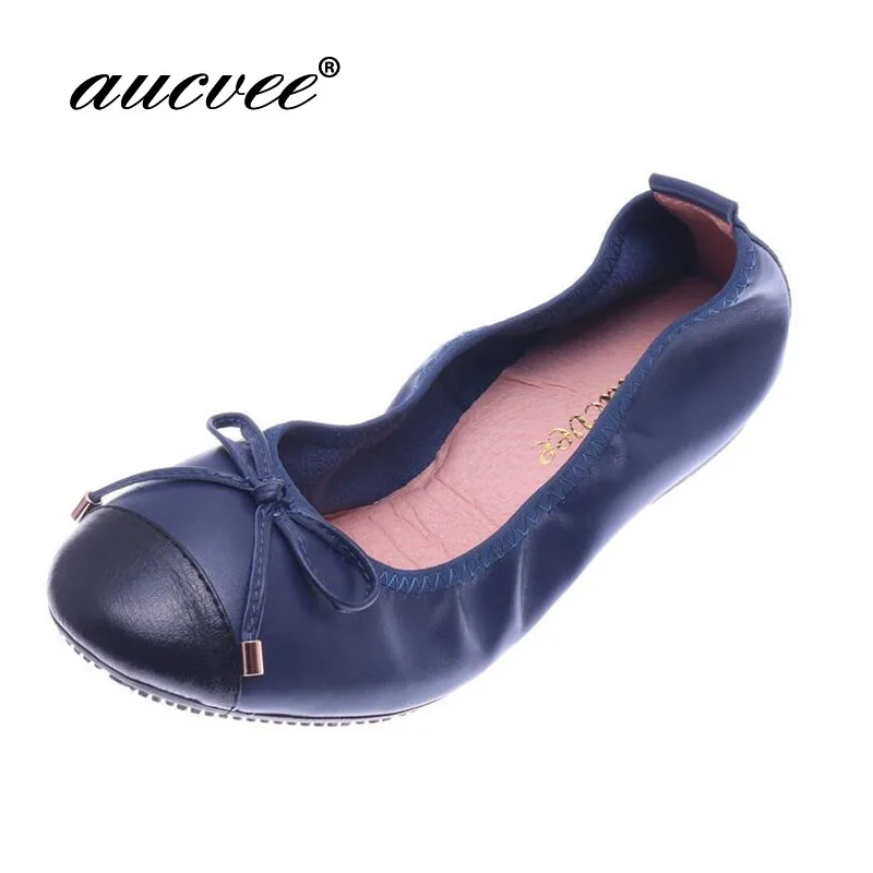 foldable leather ballet flats