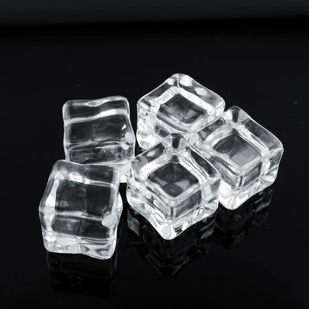 

16Pcs 2CM fake ice cubes Clear acrylic Square Lifelike Ice Cubes Bar Display Photography Props Home Decor
