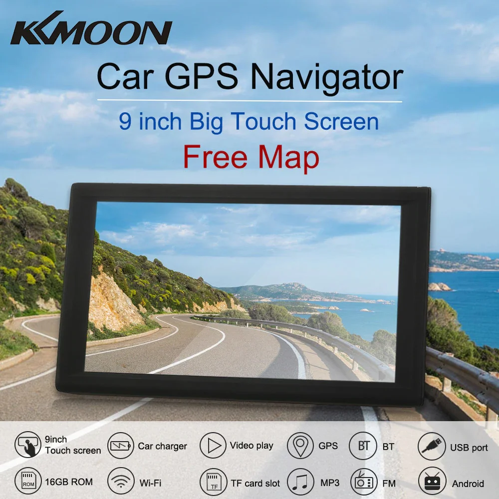 

KKmoon 9inch GPS Navigation Android Smart System 16GB Portable Car Stereo Audio Player Multimedia Entertainment Maps navigator
