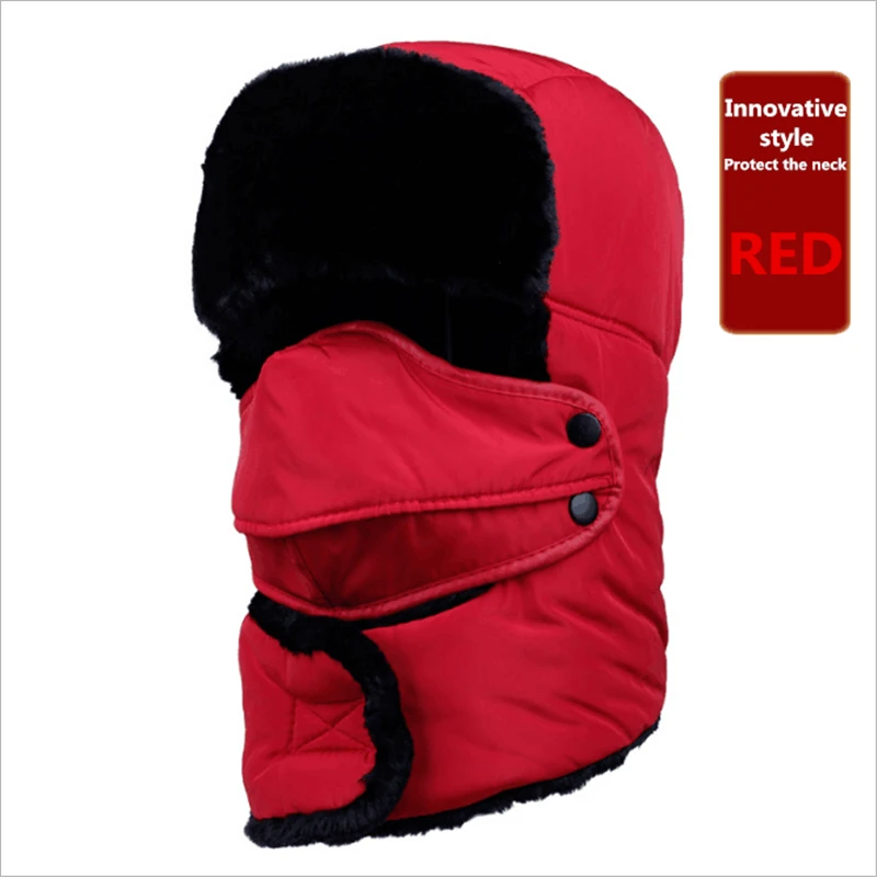 bomber crew beanie hat with full face covering 2019 new popular Bomber Hats men's winter hat with ear flaps outdoor cold warm skiing men winter hat warm hat earmuffs and mask thermal aviator bomber winter hat