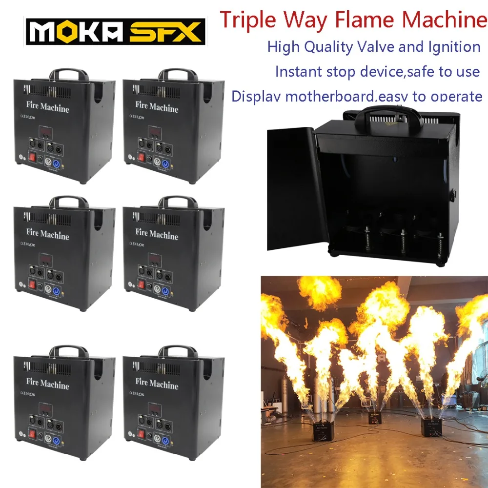 6pcs/lot Triple Way Stage Flame Machines DMX Fire Machines DJ Effect