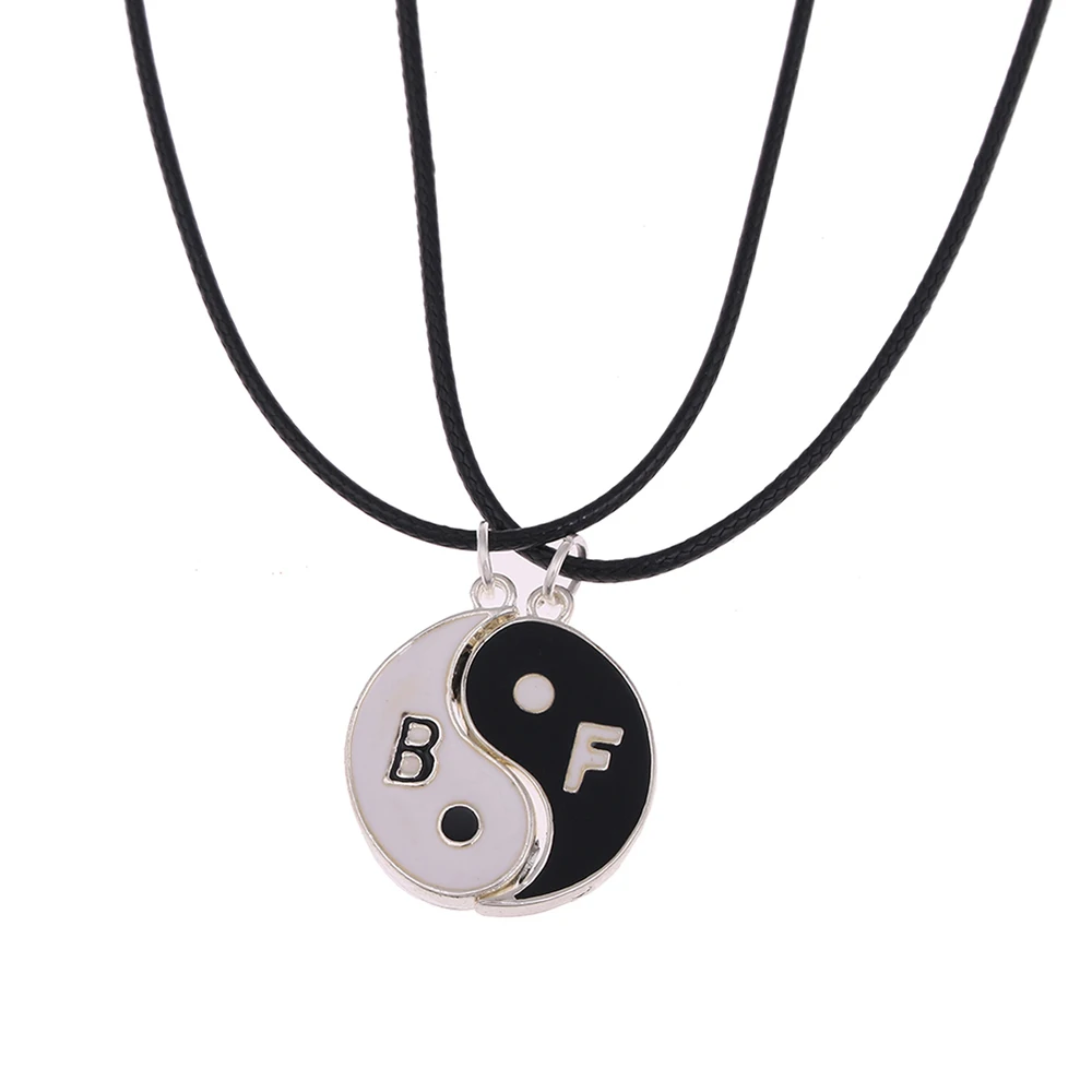 

1Set Best Friends Ying Yang Necklaces Two Bagua Charm Pendant Necklaces lureme for Women Men Friendship Jewelry (nl004220)