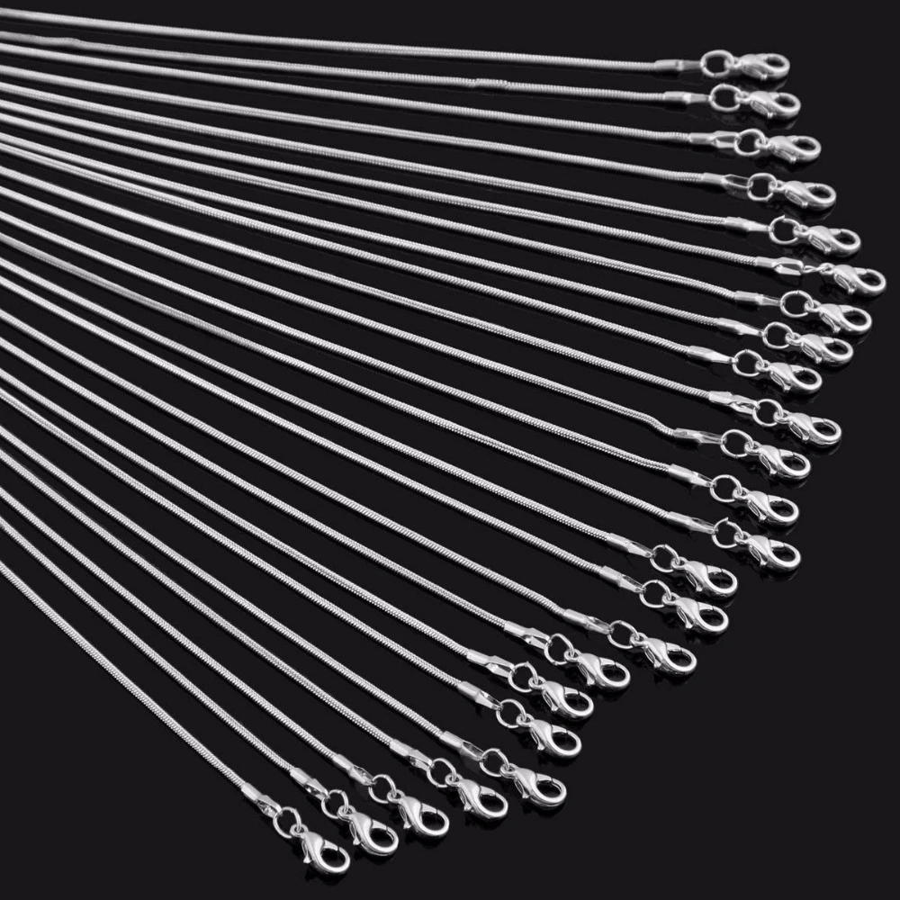 12 Pcs Wholesale Jewelry Findings 1.2mm Snake Chain Necklace For Pendant With Lobster,40cm