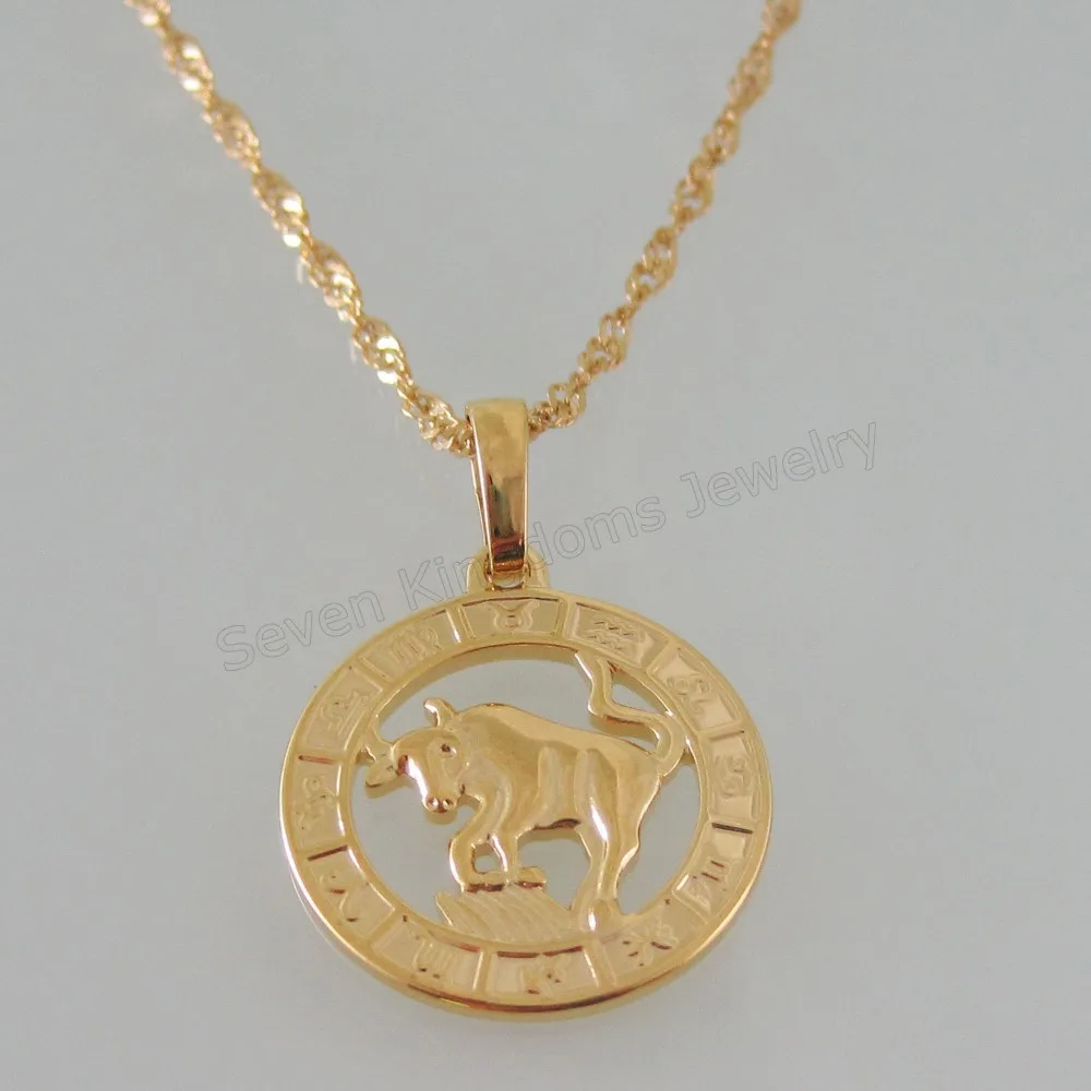 

order 10$ GET FREE SHIPPING /24K YELLOW GOLD GP 18" or 24" NECKLACE& VIVID 12 CONSTELLATIONS Taurus PENDANT HANGS 1.14inch