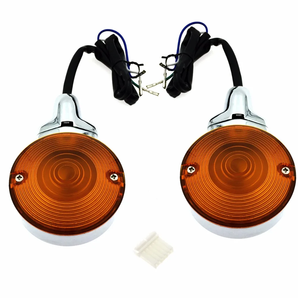 Chrome Front Turn Signals With Metal Support Kits For Harley Touring