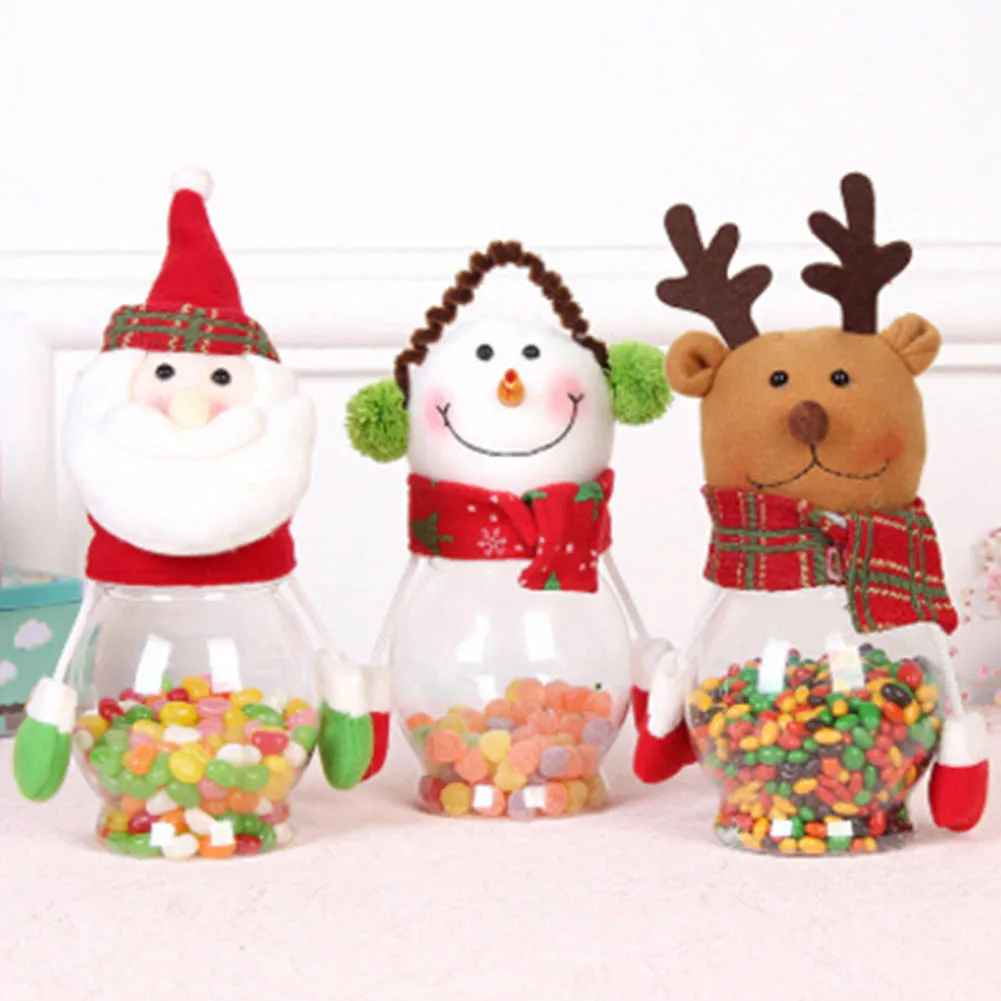 Christmas Snowman Plastic Candy Container Decorative Candy Jars Cute