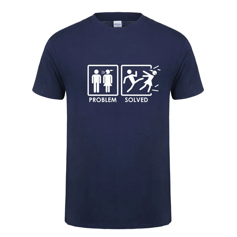 

Omnitee New Summer Style Problem Solved T Shirt Tops Short Sleeve T-shirt Men Funny Cool Kick Wife T Shirts Tee OT-569