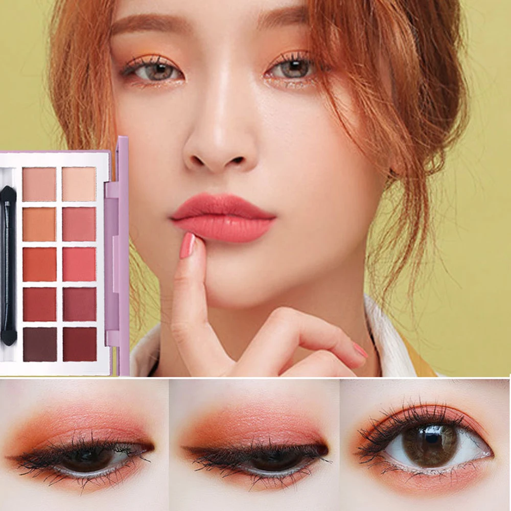 

10-color Geometry Makeup Palette Eyeshadow Pale Mauve Mermaid Pumpkin Pearlescent Nude Eyeshadow Makeup for New Beginners TSLM2