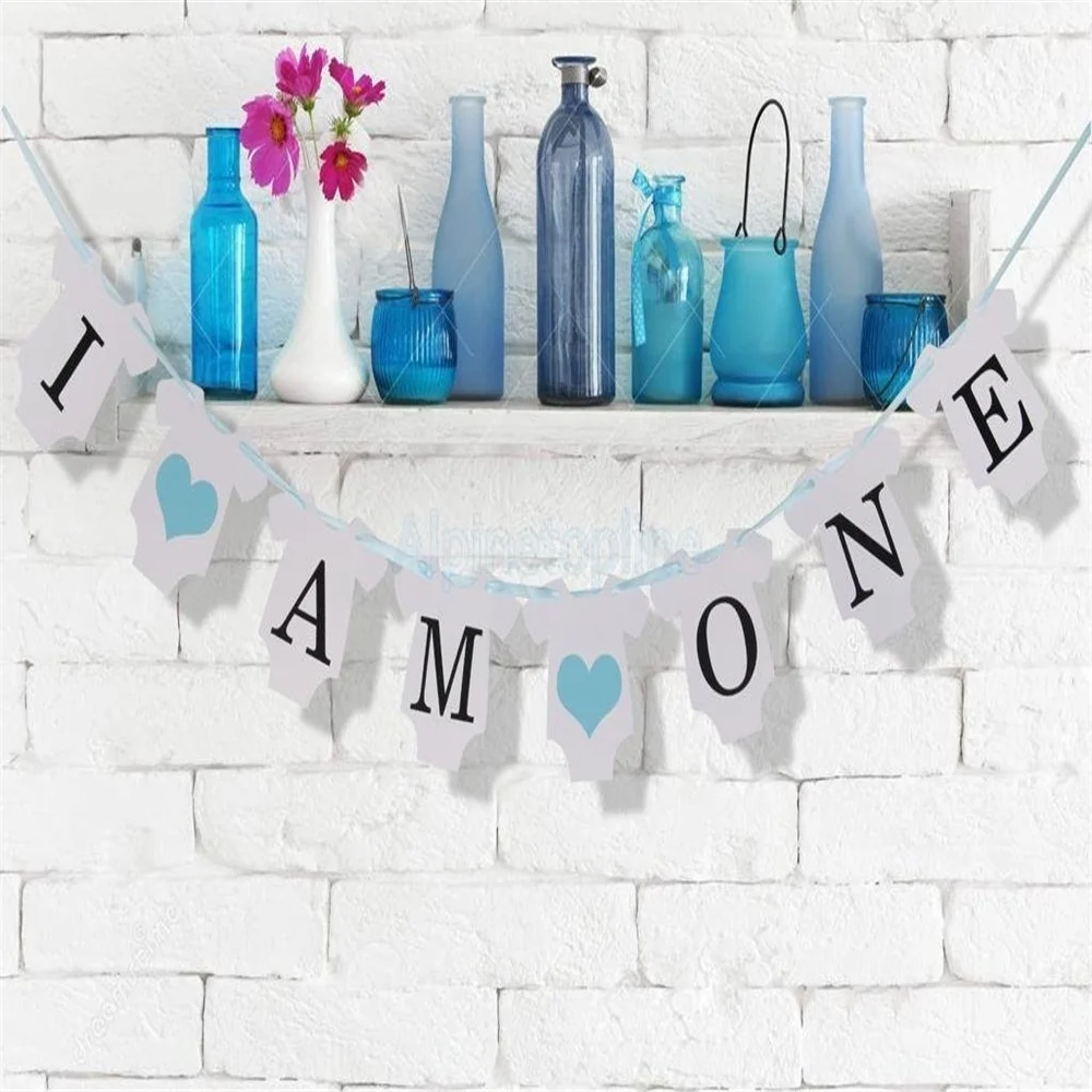

New Arrival photo booth I Am One Banners Kids Baby shower Boy/Girl 1ST happy Birthday gift Party fun Decor Event Party Supplies