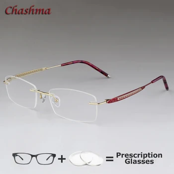 

Chashma Rimless Glasses Titanium Frame Luxurious Eyewear Female Designer Gold Eyeglass Glasses Frame Purple Eyewear for Women