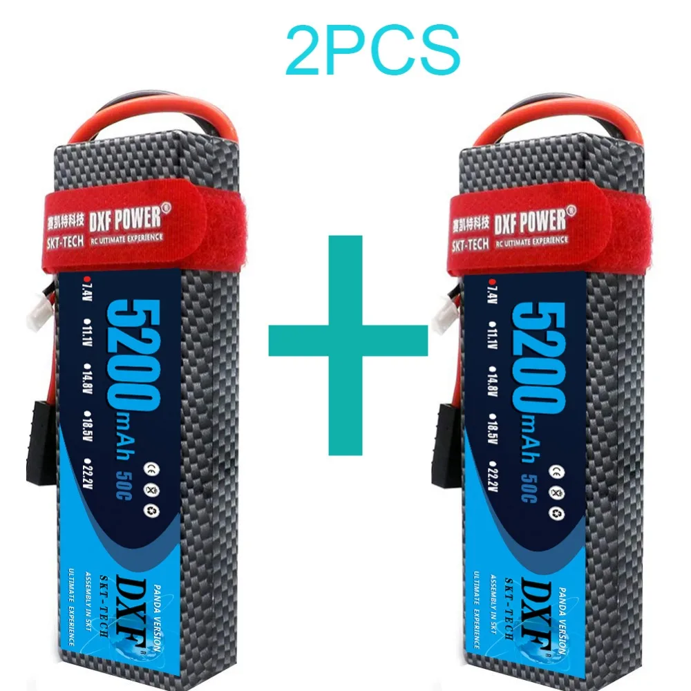 

2PCS DXF 2S 7.4V 5200mAh Lipo Battery 50C 100C T Deans XT60 EC5 XT90 Plug Traxxas RC Parts Hard Case For Car Airplanes Truck