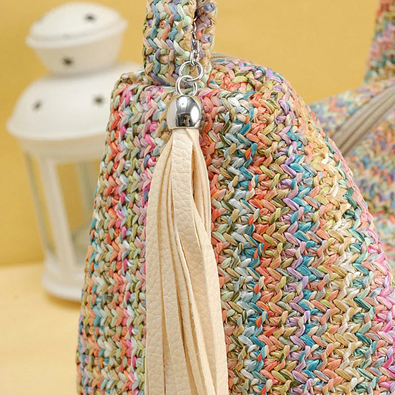 Women Handbag INS Popular Female Tassel Summer Beach Straw Bag Lady Large Casual Tote Weave Shoulder Bag Travel Bolsa SS3157 (5)