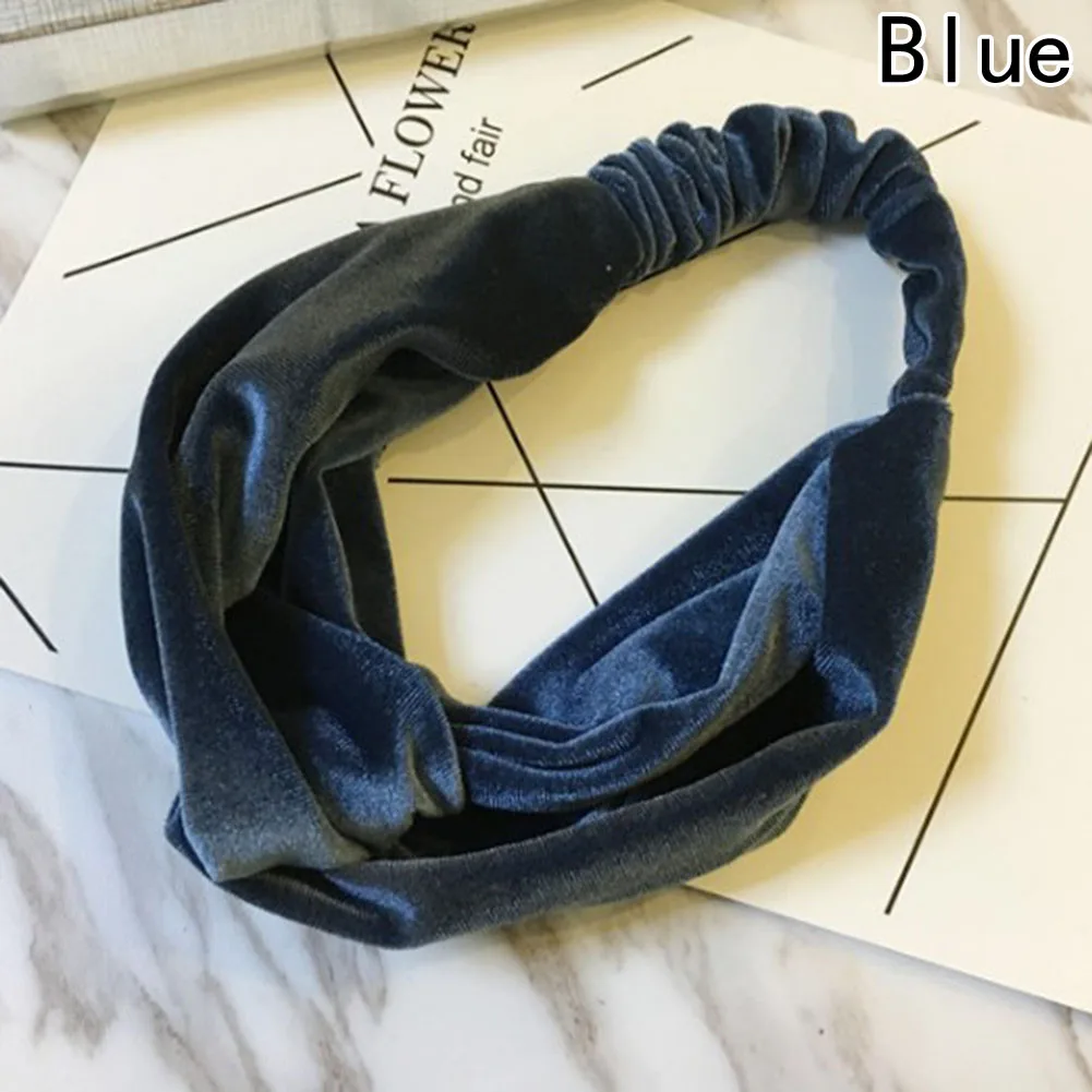 Classic Color Elastic Cross Velvet Hair Belt Girl Headband Accessories