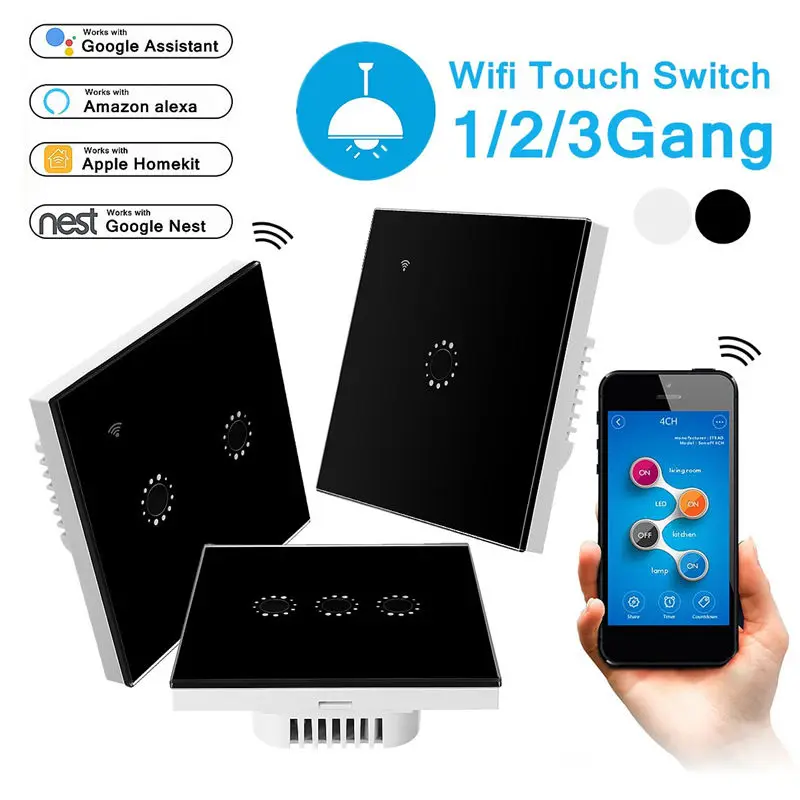 Buy 100V 240V AC 2200W Smart Wifi Touch Switch Panel
