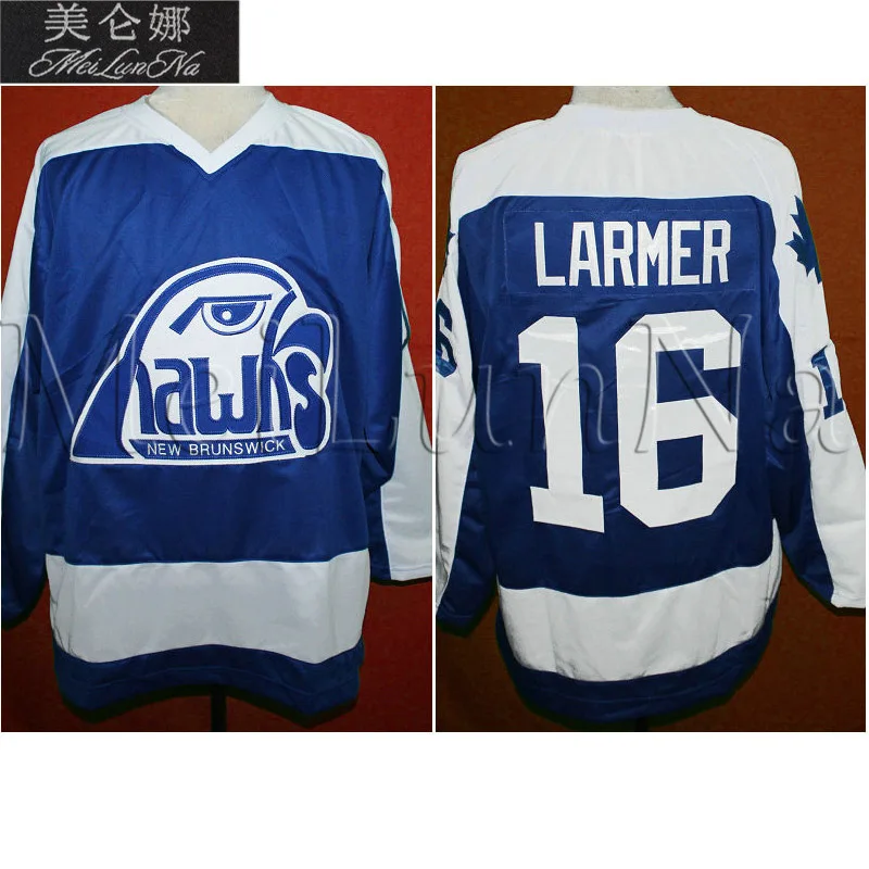 

MeiLunNa Custom AHL New Brunswick Hawks Hockey Jerseys Jack O'Callahan Darryl Sutter 16 Steve Larmer Sewn On Any Name NO. Size