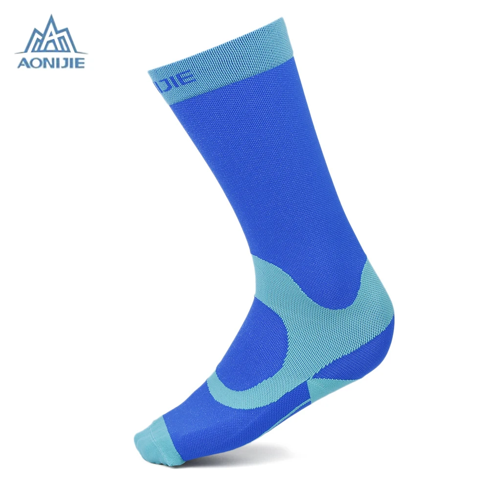 AONIJIE парные спортивных окончил сжатия теленок Носки для девочек открытый Бег Велоспорт ногу защитника спортивные носки - Цвет: Blue