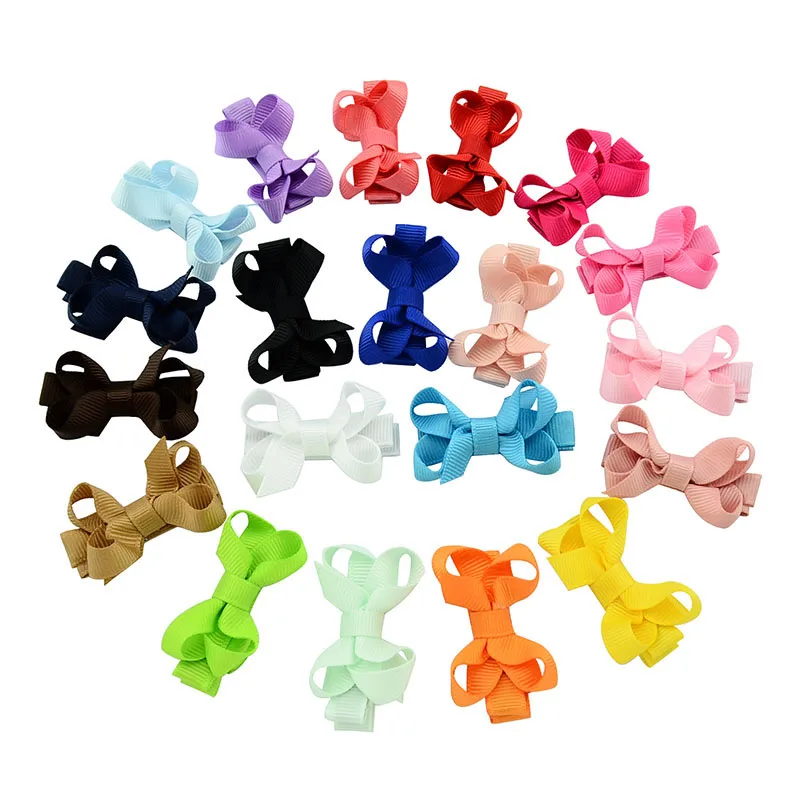 1Pcs High quality Small Mini Solid Bow Hairgrips Sweet Whole Wrapped Safety Hair Clips Kids