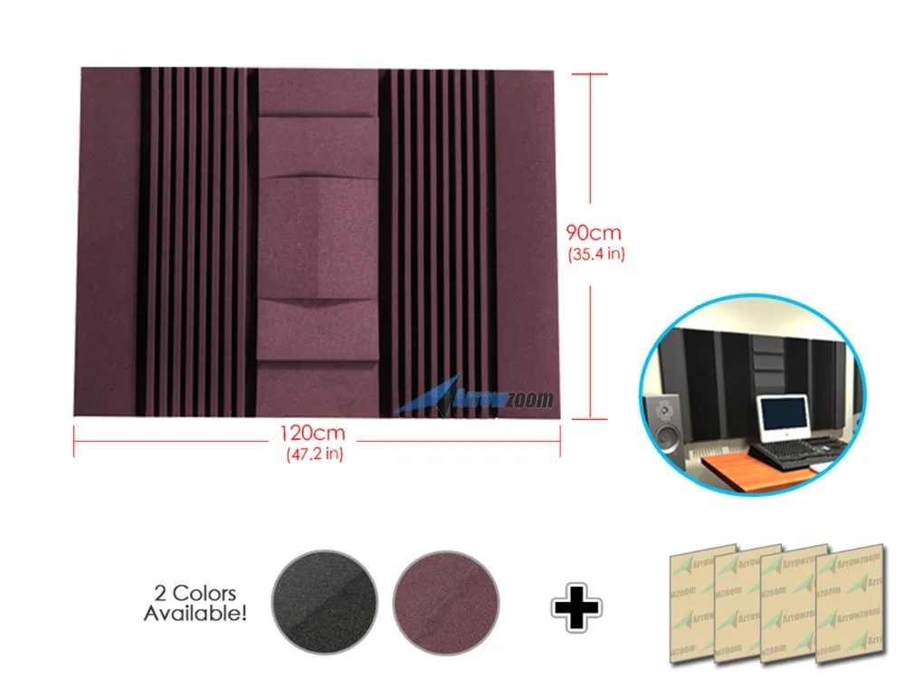

Arrowzoom 10 pcs 47.2" x 35.4" x 2.9" Wall Insulation Studio Sound Absorbing Panel Acoustic Foam Treatment