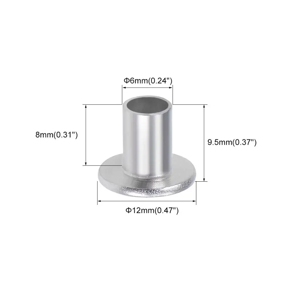 UXCELL 100 шт заклепки алюминиевая плоская головка полу-трубчатая заклепка Серебряный тон используется для пирсинга и клинч материалов полу-трубчатая заклепка