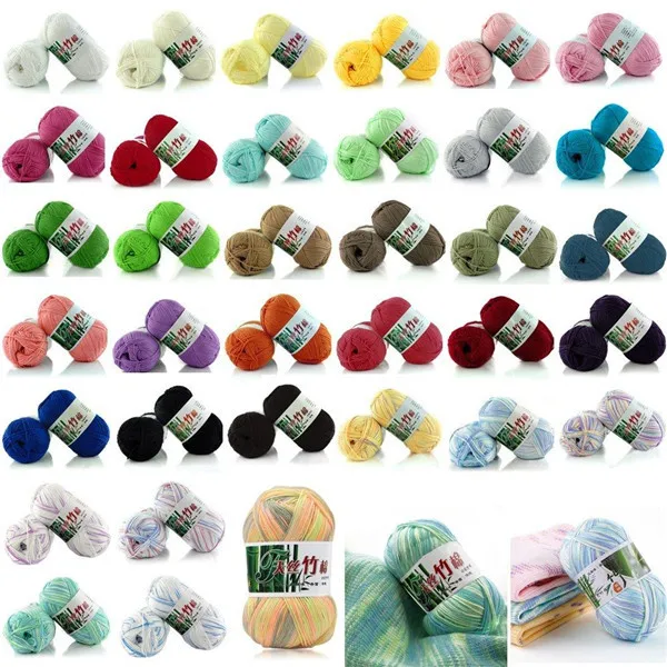 

Sale hot 50g Soft Baby Natural Crochet Bamboo Cotton Hand Knitting Yarn 55 color