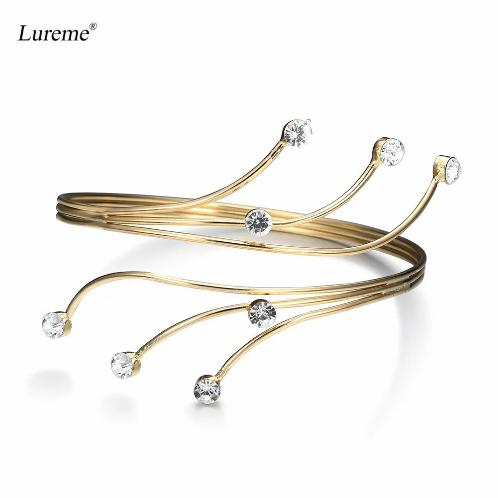 

Lureme Women's Gold Swirl Upper with Crystal Thin Arm Cuff Armlet Armband Bangle Bracelet (bl003213)