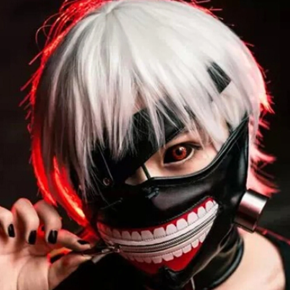 

High Quality Tokyo Ghoul 2 Kaneki Ken Mask Adjustable Zipper Masks PU Leather Cool Mask Blinder Anime Cosplay
