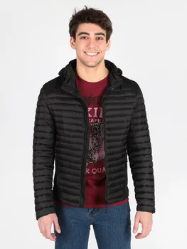 

Black half season hooded Jacket