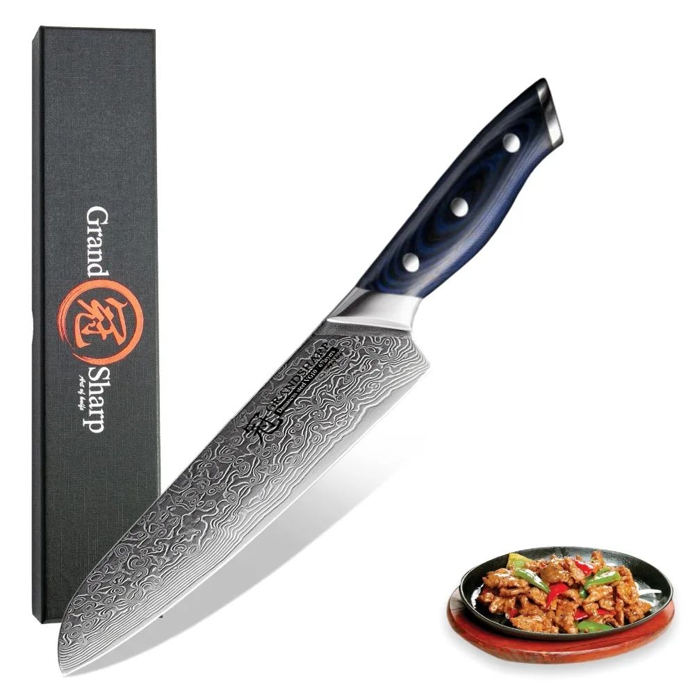 

Santoku knife vg10 Japanese Damascus steel chef kitchen knives sushi sashimi salmon slicing tools protective sheath professional