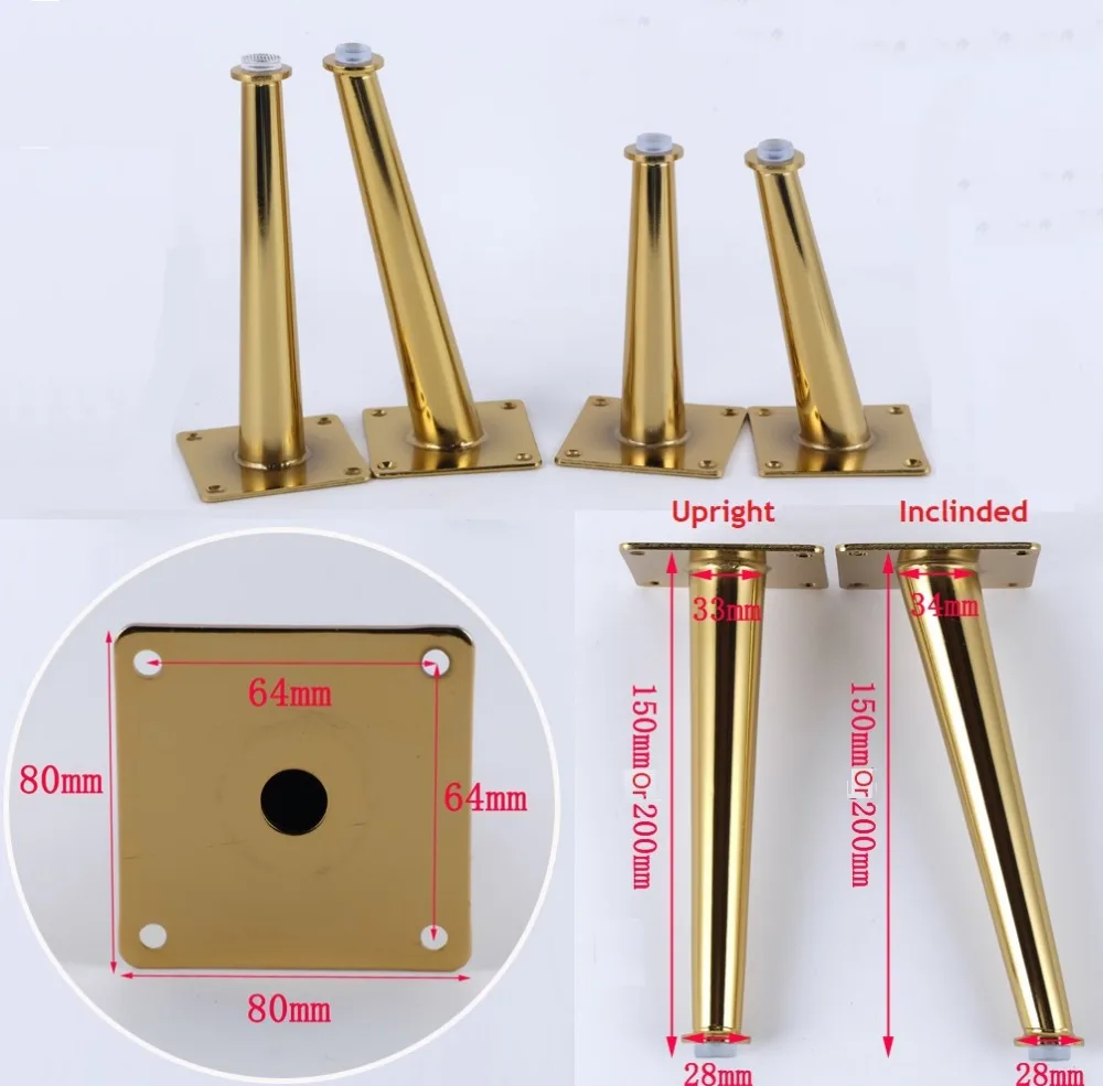 4 шт./лот Premintehdw Золотой металлический диван стенка для телевизора ноги кофе чайный бар туалетный наклонный