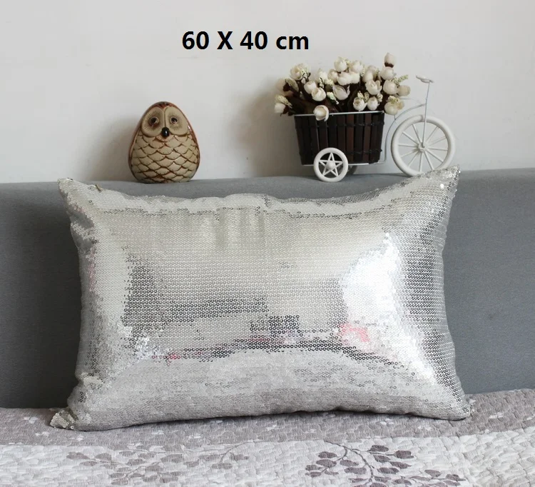 Серебро, блестящие, чехол для подушки, декоративная подушка чехол Чехол для поясничной подушки домашнего декора - Цвет: 40X60CM