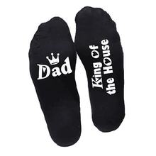 Носки для мужчин и женщин с надписью, однотонные, белые, черные, хлопковые носки без пятки, английские буквы, унисекс, Sox Dad king of the House