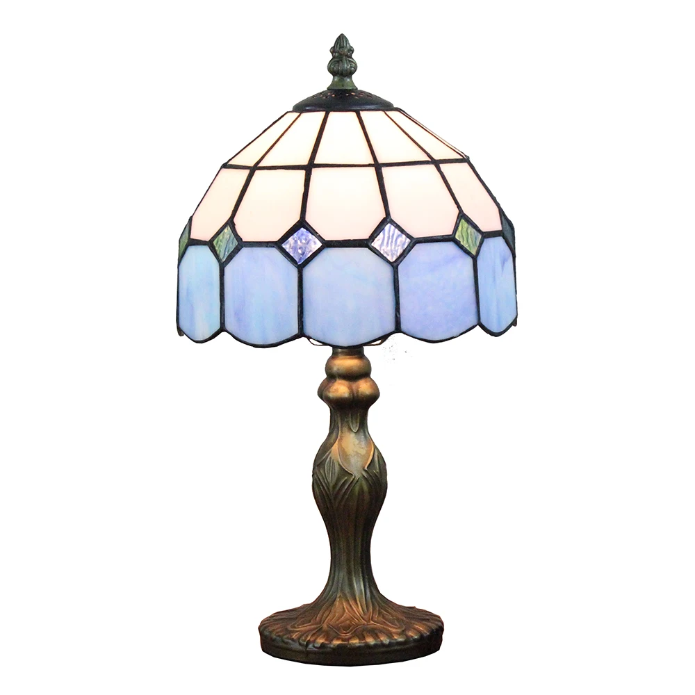 

Stained Glass Simple Modern Blue Table Bedside Lamp Light Indoor Lighting Fixture
