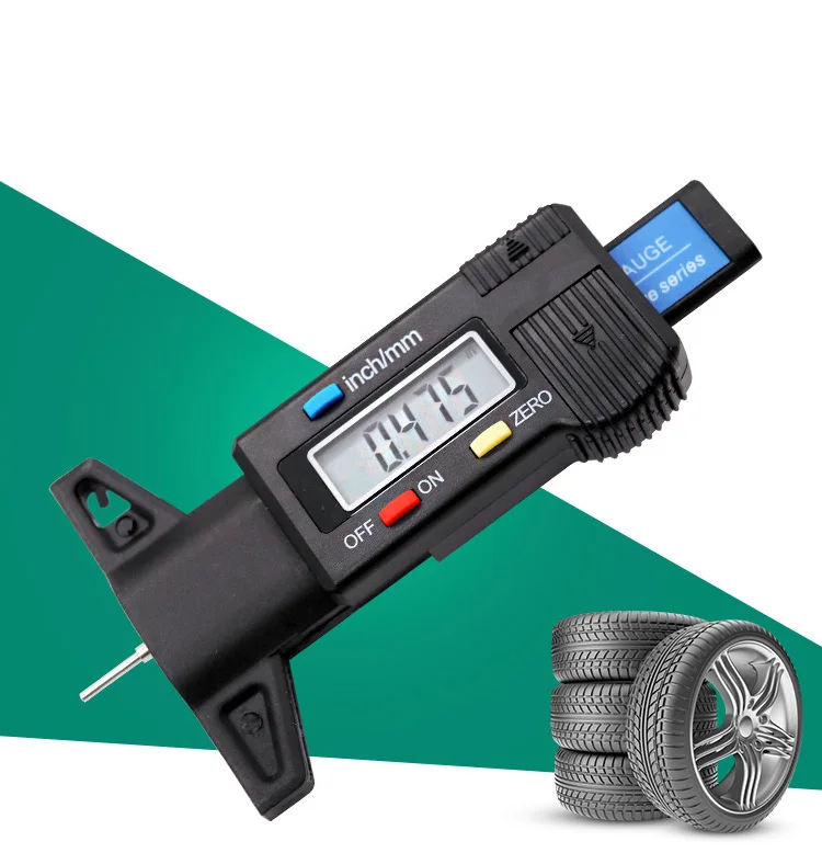 QSTEXPRESS Precision Measuring Digital Tread Depth Gauge 0-25.4/0.01 LCD Display Tyre Tread Brake Pad Wear Shoe 0-1" Caliper Too