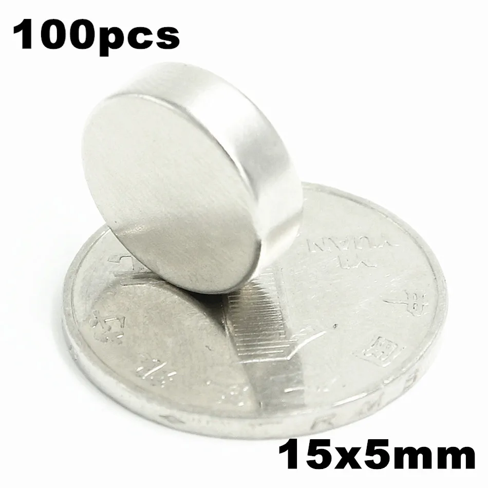 

100pcs 15x5mm Super Powerful Strong Bulk Small Round NdFeB Neodymium Disc Magnets Dia 15mm x 5mm N35 Rare Earth NdFeB Magnet