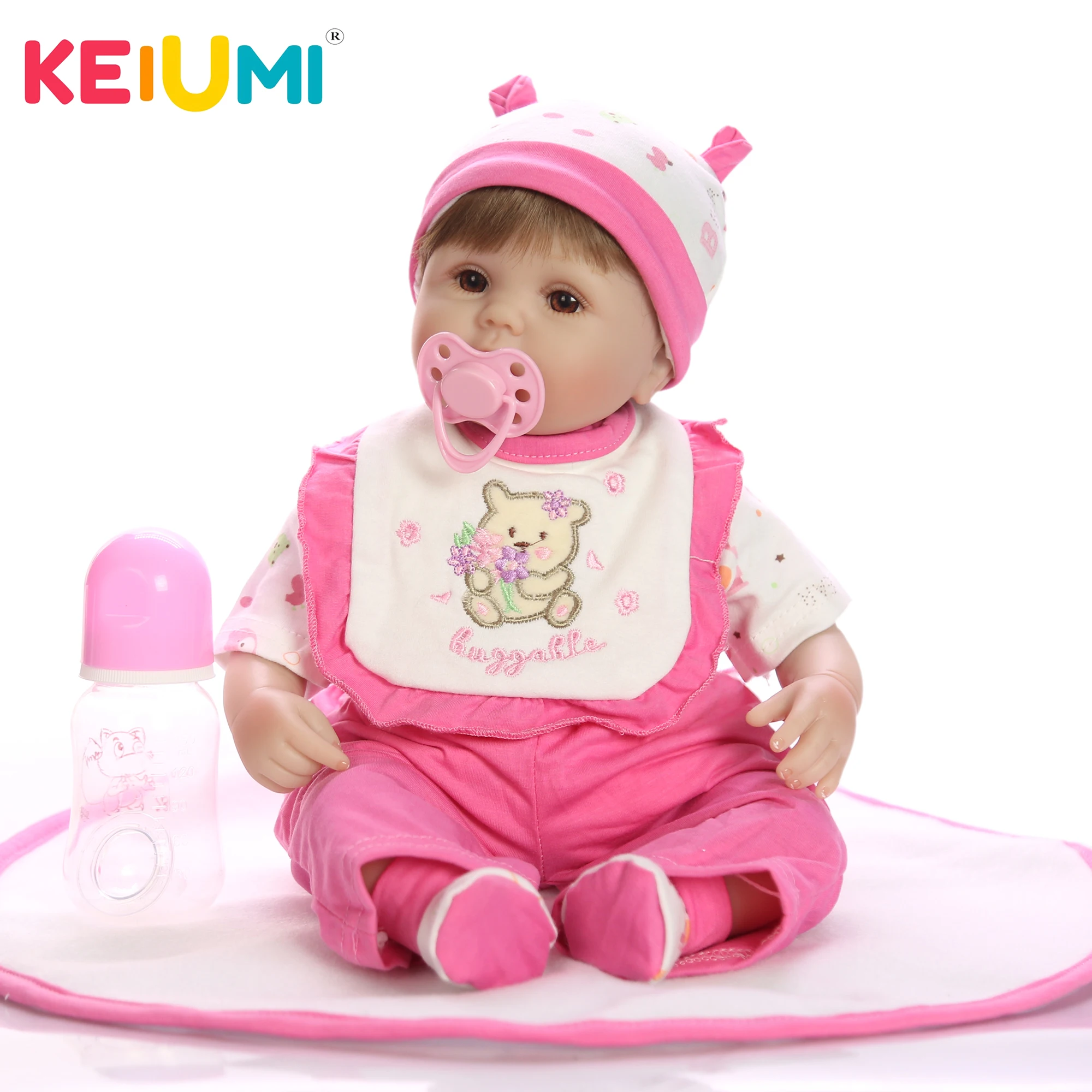 KEIUMI Оптовые 17 дюймовый Boneca Menina Мягкая силиконовая Возрожденный ребёнок Куклы