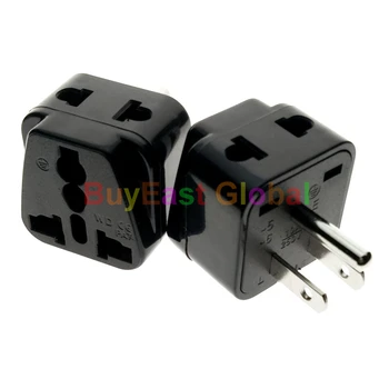 

(5 PCS) Universal to USA, Canada 2 Way Outlet Electrical Plug Adapter AC100~250V 10A Black Color