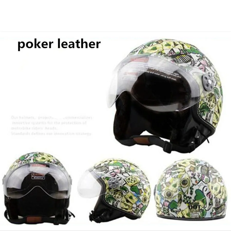 Коричневый Синтетическая кожа мотоциклетный шлем Ретро Винтаж Cruiser чоппер Скутер кафе, для гоночного мотоцикла шлем 3/4 с открытым лицом шлем