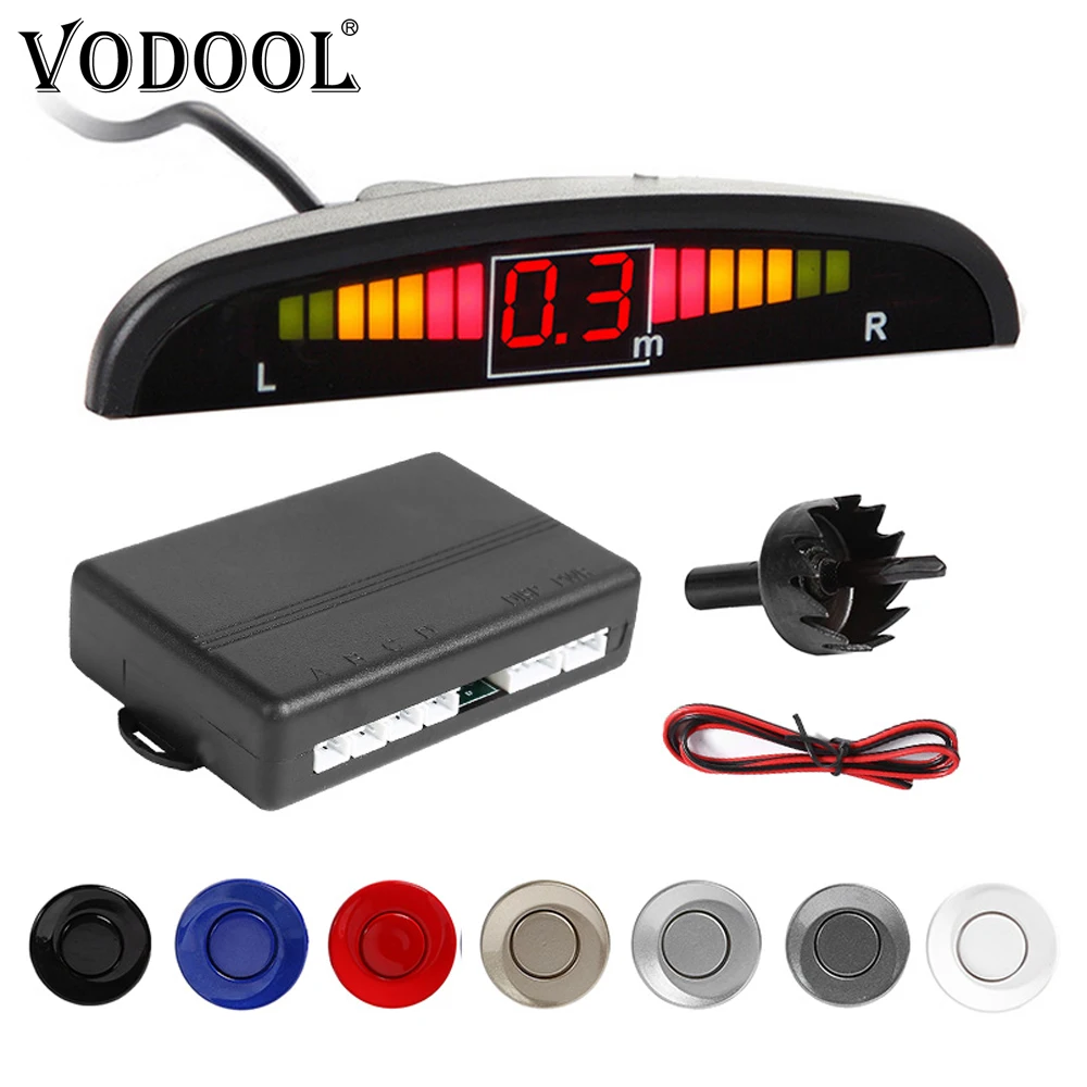 VODOOL Автомобильный парктроник светодиодный дисплей парковочный Датчик обратный резервный автомобильный парковочный Радар монитор детектор система с 4 датчиками s