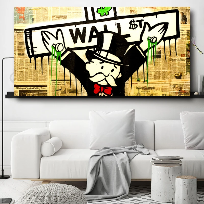 

Wall Street Crucifix Graffiti Poster Alec Monopolyingly Paintings On Canvas Modern Art Decorative Wall Pictures Home Decoration