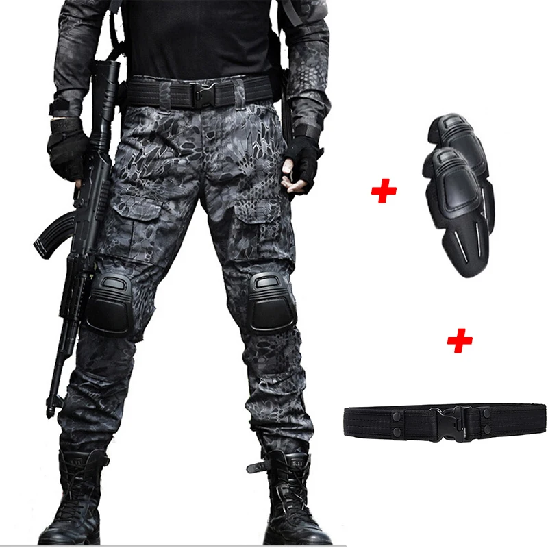 

Military Tactical Pants Men Multi Pocket Pantalon Frog Cargo Camouflage Work Trousers Army Hunter SWAT Combat CS Pants Knee Pads